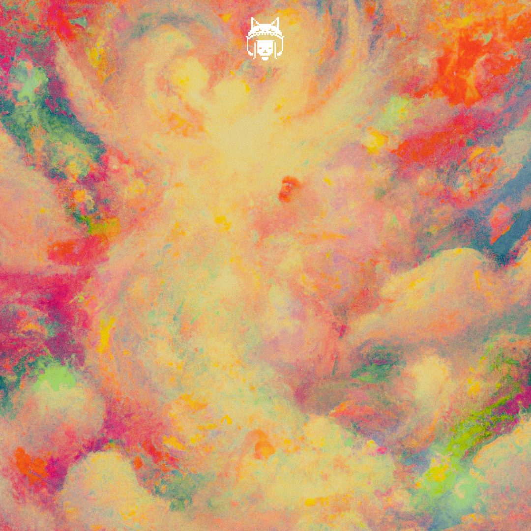 Abstract watercolor painting with pastel shades of pink, yellow, green, and orange.