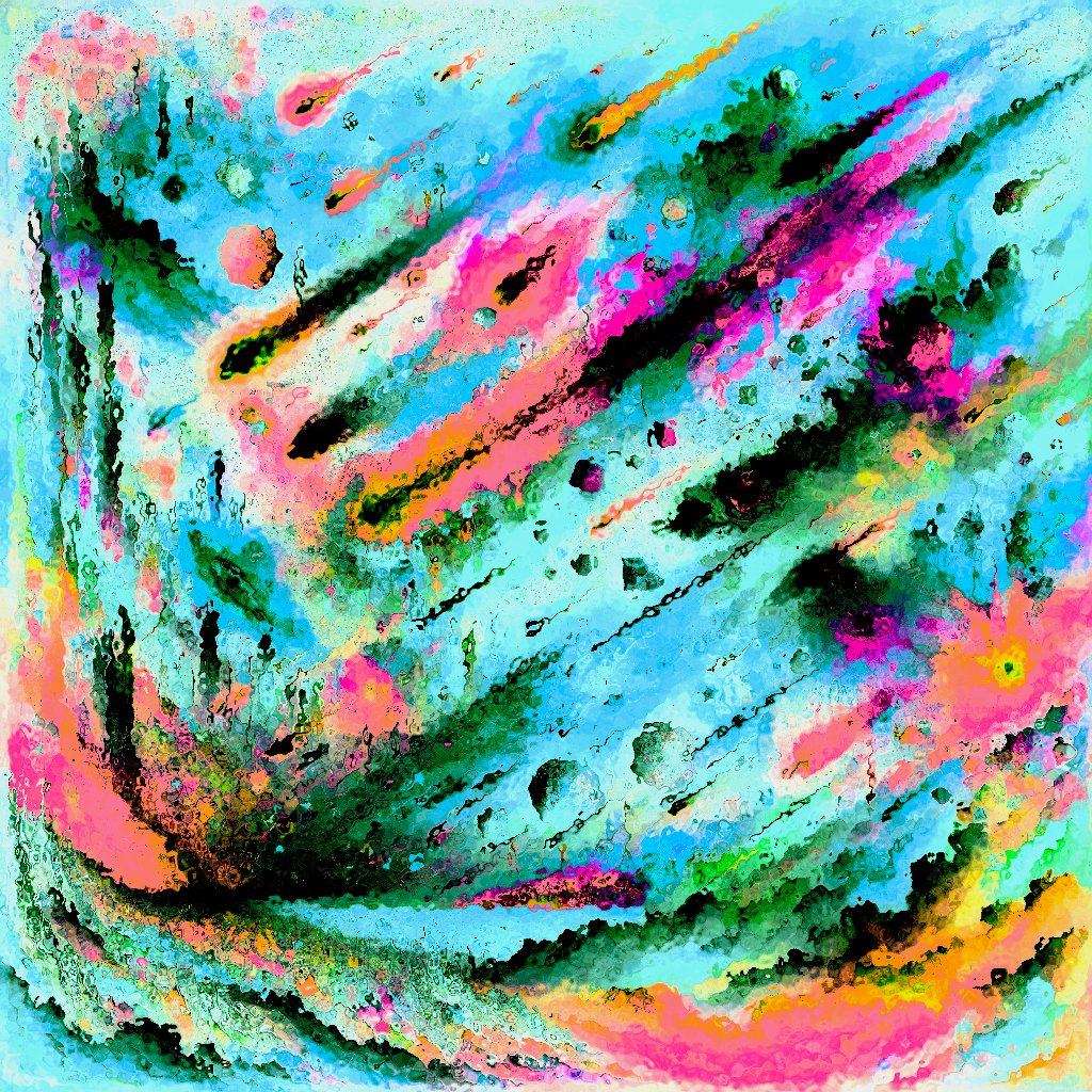 galactic madness light green and pink hues