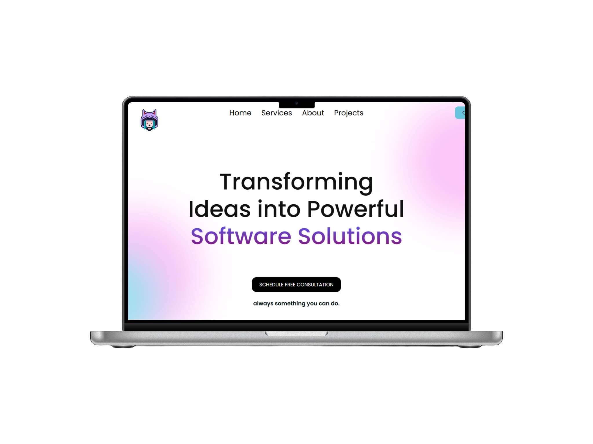 Asycd solutions website mockup on laptop